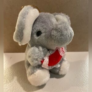 Vintage RARE 4 in. Mini Easter Pets Elephant w/ Lace Heart Stuffed Animal